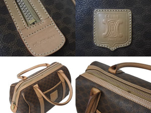 CELINE セリーヌ ボストンバック26 マカダム柄 M12 PVC レザー ヴィンテージ ブラウン ゴールド金具 美品 中古 4b002835
