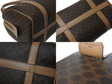 Load image into Gallery viewer, CELINE セリーヌ ボストンバック26 マカダム柄 M12 PVC レザー ヴィンテージ ブラウン ゴールド金具 美品 中古 4b002835