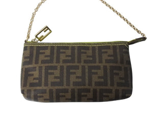 FENDI フェンディ アクセサリーポーチ ワンショルダーバッグ 8BR592 ズッカ柄 ブラウン ゴールド金具 美品 中古 4b002836