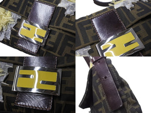 極美品 FENDI フェンディ マンマバケット ワンショルダーバッグ 26424 ズッカ柄 フラワーモチーフ 刺繍 シルバー金具 中古 4b002837