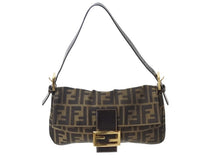 Load image into Gallery viewer, FENDI フェンディ マンマバケット ワンショルダーバッグ 26424 ズッカ柄 ブラウン キャンバス レザー ゴールド金具 美品 中古 4b002838