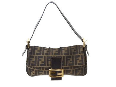 FENDI フェンディ マンマバケット ワンショルダーバッグ 26424 ズッカ柄 ブラウン キャンバス レザー ゴールド金具 美品 中古 4b002838