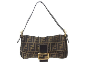 FENDI フェンディ マンマバケット ワンショルダーバッグ 26424 ズッカ柄 ブラウン キャンバス レザー ゴールド金具 美品 中古 4b002838
