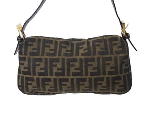 FENDI フェンディ マンマバケット ワンショルダーバッグ 26424 ズッカ柄 ブラウン キャンバス レザー ゴールド金具 美品 中古 4b002838