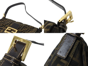 FENDI フェンディ マンマバケット ワンショルダーバッグ 26424 ズッカ柄 ブラウン キャンバス レザー ゴールド金具 美品 中古 4b002838