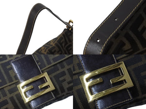 FENDI フェンディ マンマバケット ワンショルダーバッグ 26424 ズッカ柄 ブラウン キャンバス レザー ゴールド金具 美品 中古 4b002838