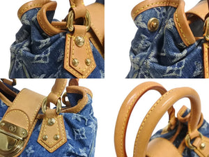 LOUIS VUITTON ルイヴィトン プリーティ ハンドバッグ M95020 モノグラム デニム レザー ゴールド金具 美品 中古 4b002841