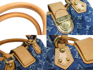 LOUIS VUITTON ルイヴィトン プリーティ ハンドバッグ M95020 モノグラム デニム レザー ゴールド金具 美品 中古 4b002841