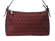 Load image into Gallery viewer, 極美品 FENDI フェンディ ズッキーノ ワンショルダーバッグ ズッカ柄 8BR156 キャンバス レザー レッド ブラック シルバー金具 中古 4b002843