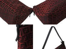 Load image into Gallery viewer, 極美品 FENDI フェンディ ズッキーノ ワンショルダーバッグ ズッカ柄 8BR156 キャンバス レザー レッド ブラック シルバー金具 中古 4b002843