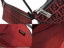 Load image into Gallery viewer, 極美品 FENDI フェンディ ズッキーノ ワンショルダーバッグ ズッカ柄 8BR156 キャンバス レザー レッド ブラック シルバー金具 中古 4b002843