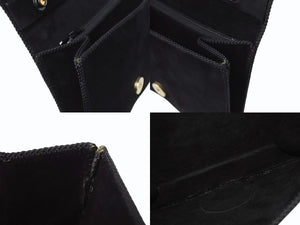 BALENCIAGA バレンシアガ ビジュー ラインストーン ミニハンドバッグ スウェード ビジュー ブラック ゴールド金具 美品 中古 4b002844