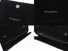 Load image into Gallery viewer, BALENCIAGA バレンシアガ ビジュー ラインストーン ミニハンドバッグ スウェード ビジュー ブラック ゴールド金具 美品 中古 4b002844