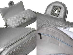 CHANEL シャネル ショルダーバッグ マトラッセ シルバー カーフスキン 21番台 アンティークシルバー金具 美品 中古 4b002849