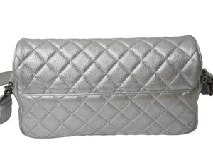 CHANEL シャネル ショルダーバッグ マトラッセ シルバー カーフスキン 21番台 アンティークシルバー金具 美品 中古 4b002849