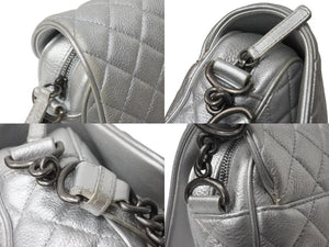 CHANEL シャネル ショルダーバッグ マトラッセ シルバー カーフスキン 21番台 アンティークシルバー金具 美品 中古 4b002849