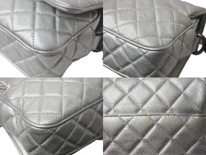 CHANEL シャネル ショルダーバッグ マトラッセ シルバー カーフスキン 21番台 アンティークシルバー金具 美品 中古 4b002849