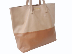 MIUMIU ミュウミュウ トートバッグ ハンドバッグ バイカラー レザー ブラウン ライトブラウン ゴールド金具 美品 中古 4b002851 