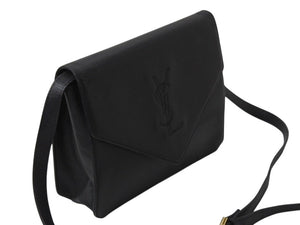 YVES SAINT LAURENT イヴサンローラン ショルダーバッグ YSL カサンドラロゴ レザー ブラック ゴールド金具 美品 中古 4b002852