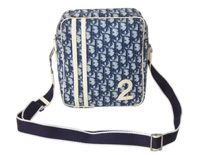 Christian Dior クリスチャンディオール トロッター ショルダーバッグ ナンバー2 ネイビー シルバー金具 美品 中古 4b002854