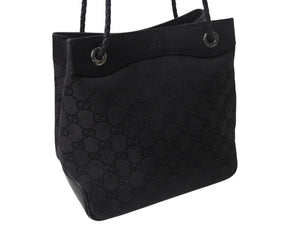 極美品 GUCCI グッチ ショルダーバッグ ハンドバッグ 109143 GGキャンバス ブラック シルバー金具 中古 4b002857