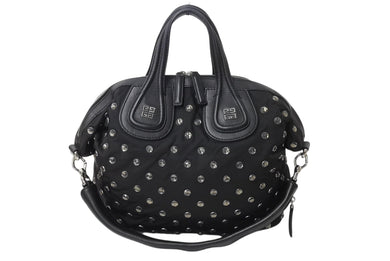 Givenchy ジバンシー ショルダーバッグ ハンドバッグ 2WAY レザー ナイロン ブラック シルバー金具 美品 中古 4b002863