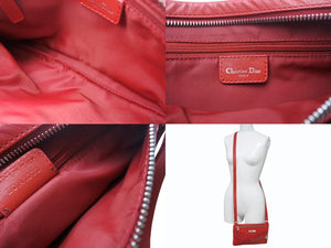 CHRISTIAN DIOR クリスチャンディオール ショルダーバッグ トロッター B0 A 1003 キャンバス レザー レッド シルバー金具 美品 中古 4b002864