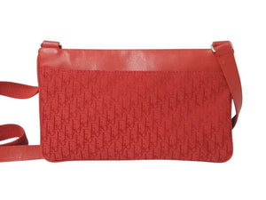 CHRISTIAN DIOR クリスチャンディオール ショルダーバッグ トロッター B0 A 1003 キャンバス レザー レッド シルバー金具 美品 中古 4b002864