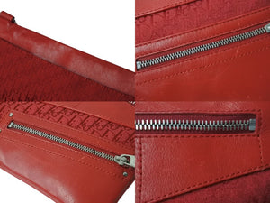 CHRISTIAN DIOR クリスチャンディオール ショルダーバッグ トロッター B0 A 1003 キャンバス レザー レッド シルバー金具 美品 中古 4b002864