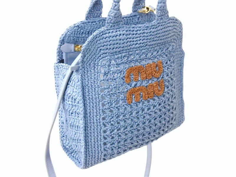 ★MiuMiu★ラフィア風クロッシェハンドバッグ ☆MiuMiu☆ラフィア風クロッシェハンドバッグ (MiuMiu/かご