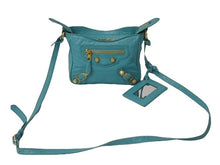 Load image into Gallery viewer, BALENCIAGA バレンシアガ ショルダーバッグ ザシティ ミニ 319722-4605 ブルー ミント レザー 美品 中古 4b002866