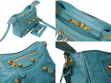 Load image into Gallery viewer, BALENCIAGA バレンシアガ ショルダーバッグ ザシティ ミニ 319722-4605 ブルー ミント レザー 美品 中古 4b002866