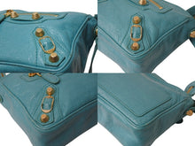 Load image into Gallery viewer, BALENCIAGA バレンシアガ ショルダーバッグ ザシティ ミニ 319722-4605 ブルー ミント レザー 美品 中古 4b002866