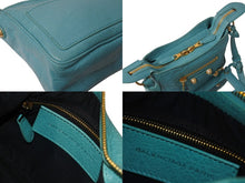 Load image into Gallery viewer, BALENCIAGA バレンシアガ ショルダーバッグ ザシティ ミニ 319722-4605 ブルー ミント レザー 美品 中古 4b002866