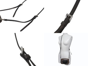 PRADA プラダ ビジュー ロゴ レザー ミニ ショルダーバッグ ブラウン ハトメ ラインストーン スタッズ シルバー金具 美品 中古 4b002867