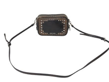 Load image into Gallery viewer, PRADA プラダ ビジュー ロゴ レザー ミニ ショルダーバッグ ブラウン ハトメ ラインストーン スタッズ シルバー金具 美品 中古 4b002867