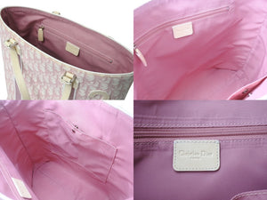 Christian Dior クリスチャンディオール トロッタートートバッグ キャンバス レザー ピンク ホワイト イタリア製 シルバー金具 美品 中古 4b002868