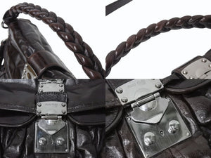 MIUMIU ミュウミュウ マテラッセ 2WAY ショルダーバッグ ブラウン レザー ハンドバッグ RR1300 シルバー金具 ロゴ 美品 中古 4b002872