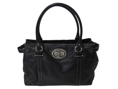 CHRISTIAN DIOR クリスチャンディオール ハンドバッグ ショルダーバッグ 04-B0-0046 レザー ブラック シルバー金具 美品 中古 4b002873