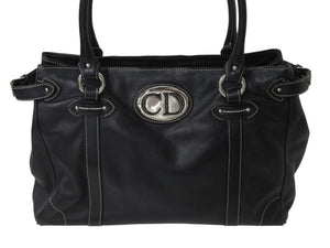 CHRISTIAN DIOR クリスチャンディオール ハンドバッグ ショルダーバッグ 04-B0-0046 レザー ブラック シルバー金具 美品 中古 4b002873