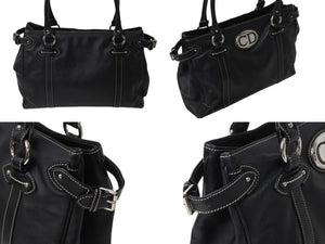 CHRISTIAN DIOR クリスチャンディオール ハンドバッグ ショルダーバッグ 04-B0-0046 レザー ブラック シルバー金具 美品 中古 4b002873
