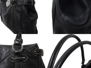CHRISTIAN DIOR クリスチャンディオール ハンドバッグ ショルダーバッグ 04-B0-0046 レザー ブラック シルバー金具 美品 中古 4b002873