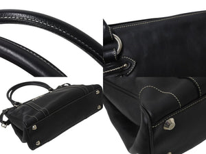 CHRISTIAN DIOR クリスチャンディオール ハンドバッグ ショルダーバッグ 04-B0-0046 レザー ブラック シルバー金具 美品 中古 4b002873