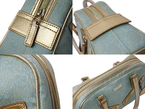 GUCCI グッチ ハンドバッグ ブルー GGスプリームキャンバス GG柄 レザー 000-0852 ゴールド金具 美品 中古 4b002878