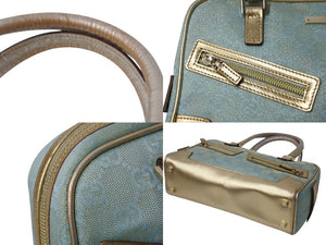 GUCCI グッチ ハンドバッグ ブルー GGスプリームキャンバス GG柄 レザー 000-0852 ゴールド金具 美品 中古 4b002878