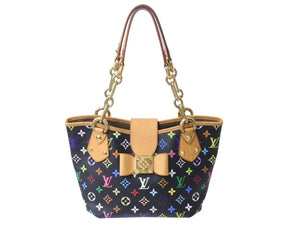極美品 LOUIS VUITTON ルイヴィトン 村上隆 モノグラムマルチカラー アニーMM ショルダーバッグ M40308 ノワール ゴールド金具 中古 4c075623