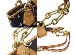 極美品 LOUIS VUITTON ルイヴィトン 村上隆 モノグラムマルチカラー アニーMM ショルダーバッグ M40308 ノワール ゴールド金具 中古 4c075623