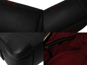 CELINE セリーヌ ボストンバッグ ハンドバッグ フィービー期 ブラックストライプ レザー ウール グレー レッド ブラック 美品 中古 4b002882