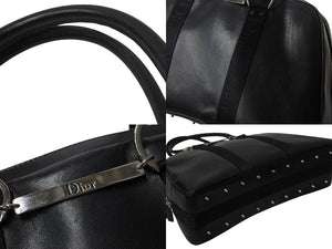 Christian Dior クリスチャンディオール ハンドバッグ 01-MA-0093 トロッター柄 レザー ラインストーン ブラック ガリアーノ期 美品 中古 4b002888