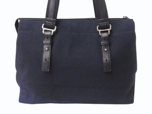 YVES SAINT LAURENT イヴサンローラン カハラ トートバッグ キャンバス レザー ブラック シルバー金具 美品 中古 4b002889